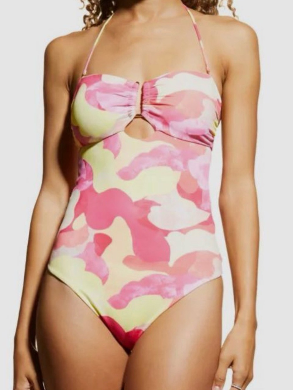 Rebecca Vallance Women's Pink Toretta Bandeau One-Piece Swimsuit Size Small EUC